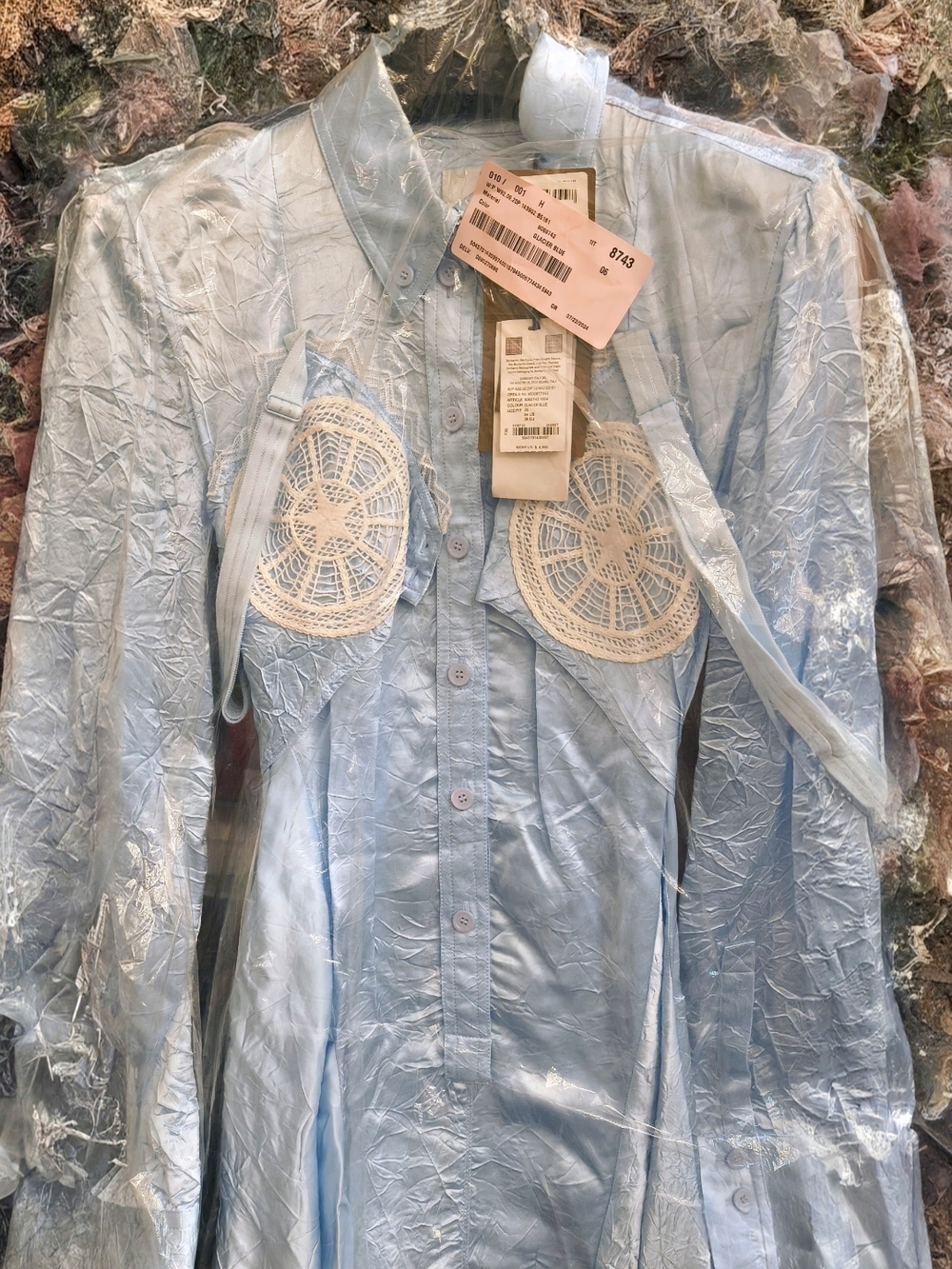 Burberry glacier blue lace-trimmed cotton poplin shirt dress